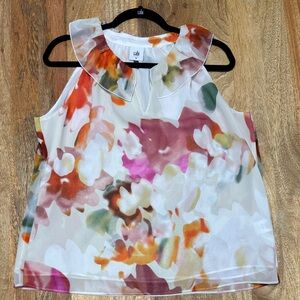 CAbi Women's Floral Sleeveless Blouse - Red, Pink, Green